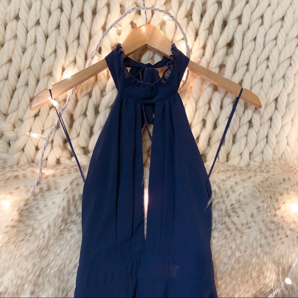 Lulus First Comes Love Halter Top Navy Blue Gown - Picture 5 of 8